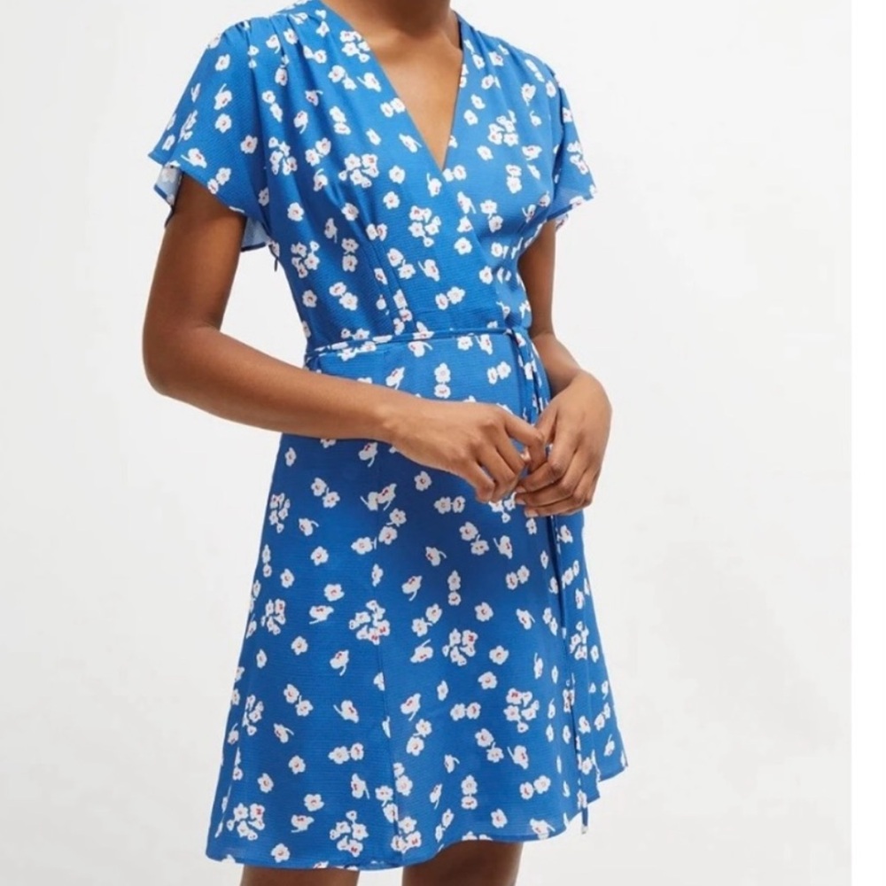 French Connection Blue Floral Wrap Dress